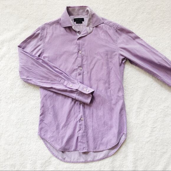 Zara Man tailored fit purple striped professional work business dress shirt 14 - Picture 1 of 3